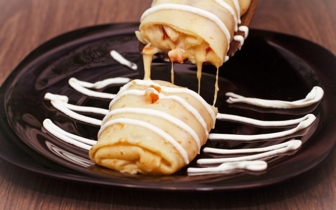 Crepes salados con bechamel de setas y jamón