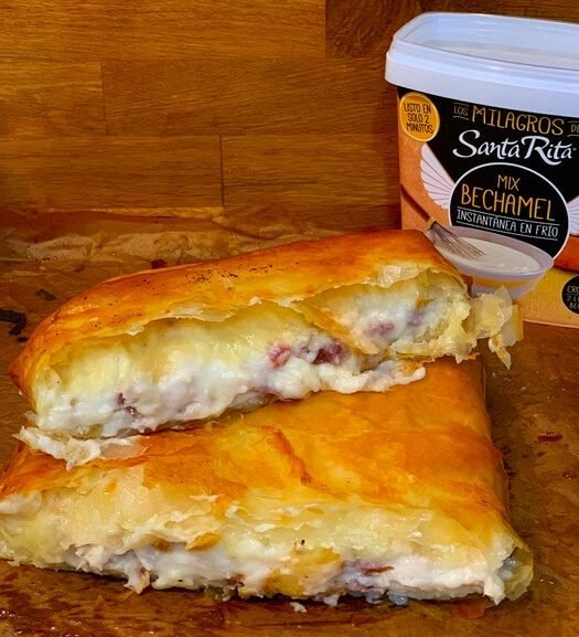 Cómo hacer HOJALDRE RELLENO DE BECHAMEL CON JAMÓN Y POLLO