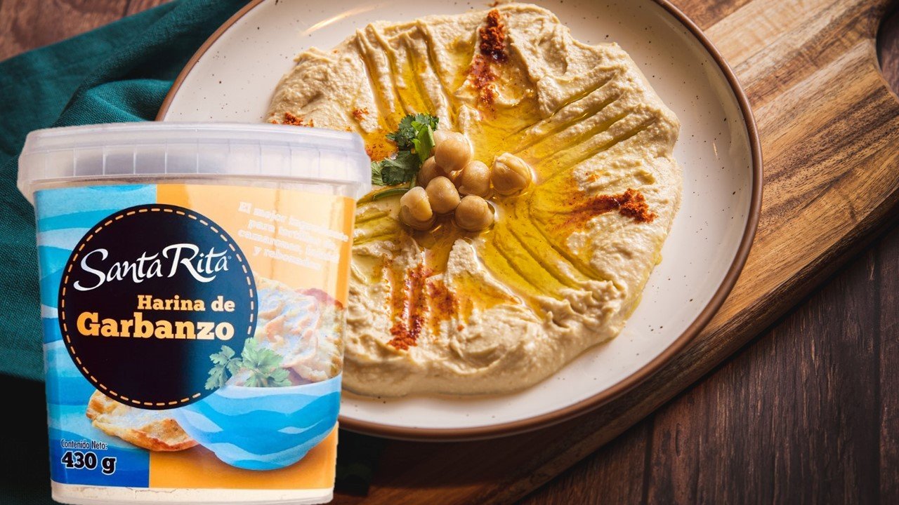 hummus exprés con harina de garbanzo